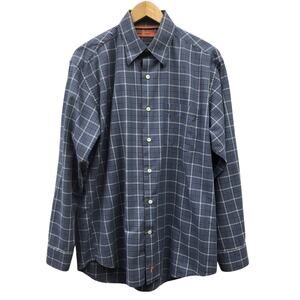 Sette Ponti Shirt Mens Medium Plaid Blue Brown White